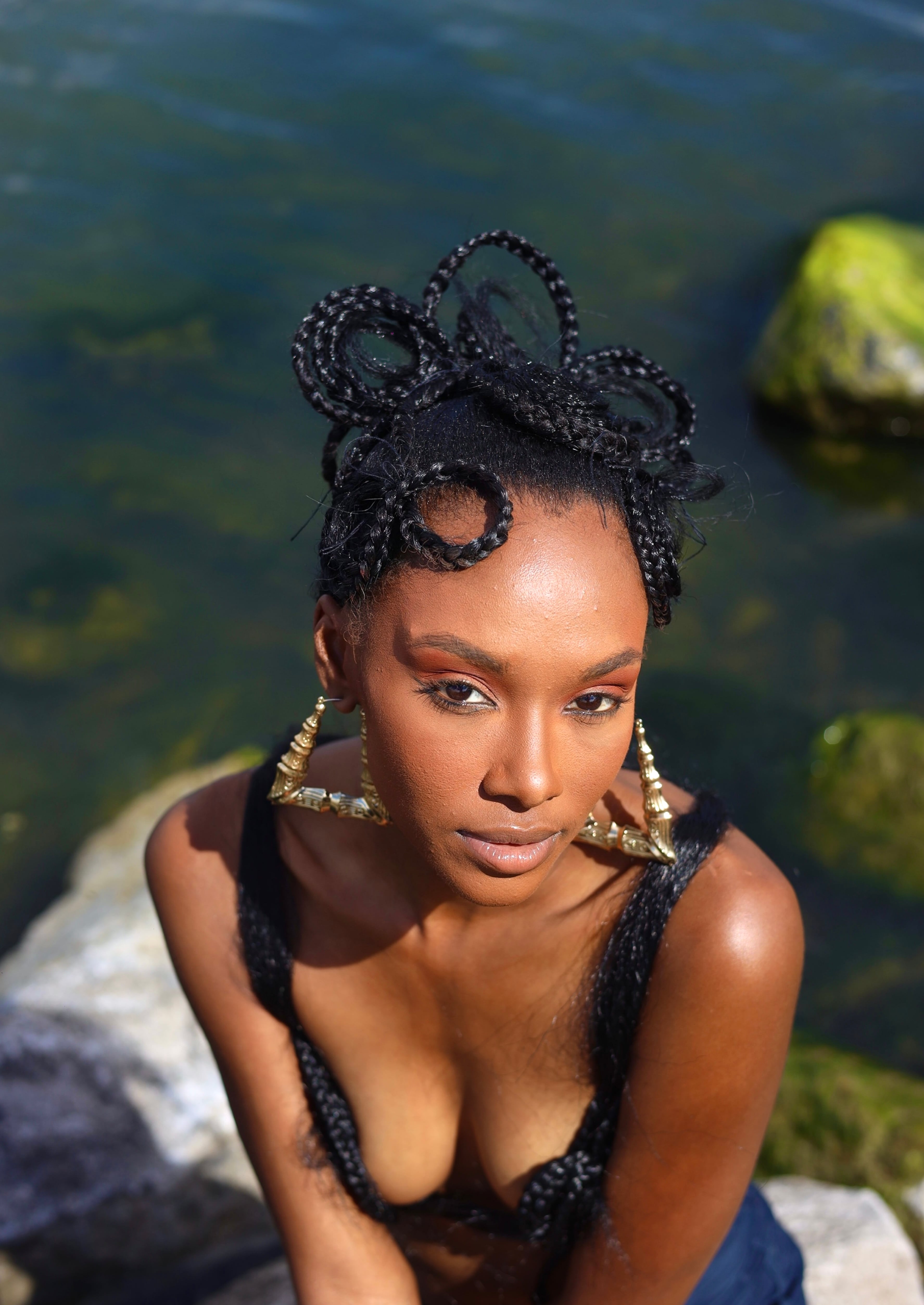 Sculptural braid updo — editorial portrait